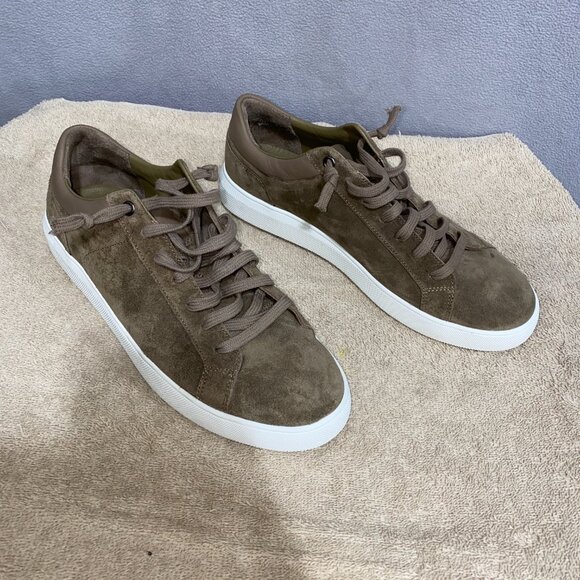Vince Men’s Taupe Suede Low-Top Sneakers Lace-Up White Sole Size 9.5 (EU 43) - Picture 7 of 8